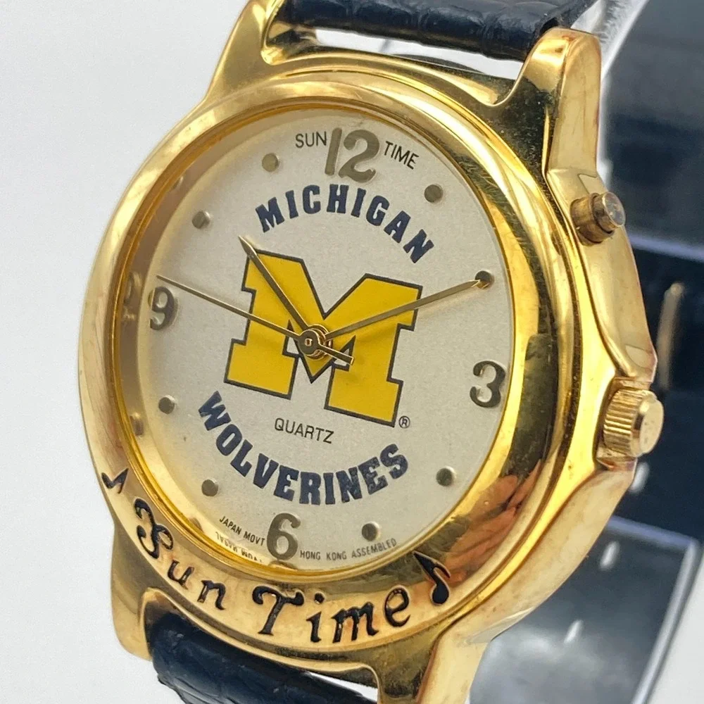 University of Michigan Wolverines Men's Watch 34mm Sun Time NO MUSIC New Battery